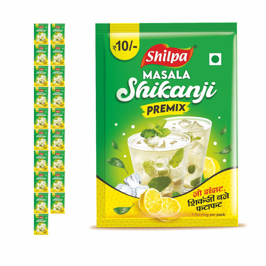 Shilpa Masala Shikanji Premix, Natural Lemonade Mix, 25g, for 1 Service Per Pack (Pack of 20 Sachet)