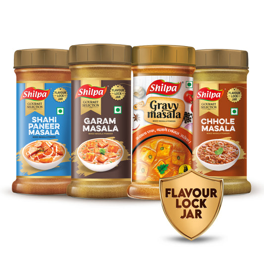 DINNER PARTY COMBO – Shahi Paneer, Garam Masala, Gravy Masala, Chhole Masala Pack of 4 x 100g Jars | Rich Indian Flavors for Memorable Meals