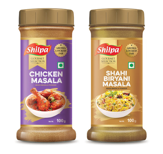 Shilpa Combo Pack of Chicken Masala (100g) & Biryani Masala Powder (100g) Jar