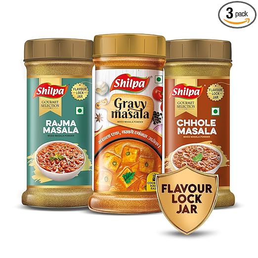 Rajma, Chhole & Gravy Masala Trio – Combo Pack of 3 (100g Each) | Classic Indian Spice Set for Rich, Hearty Curries
