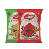 Shilpa Combo Pack of Dhaniya (Coriander) Powder (500g) & Lal Mirch (Red Chilli) Powder (500g) Pouch